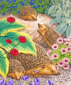 Hedgehog Family paint by numbers
