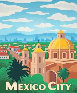Mexico Cit Travel Poster paint by numbers