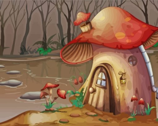 Mushroom Forest House paint by numbers