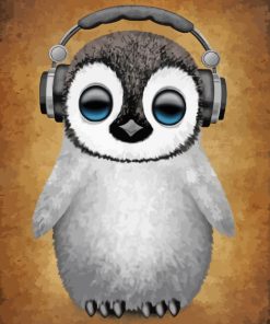 Penguin With Headphones paint by numbers