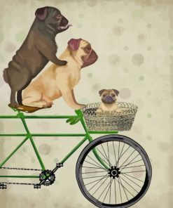 Pugs On Bicycle paint by numbers