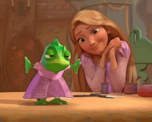 Rapunzel And Pascal paint by numbers