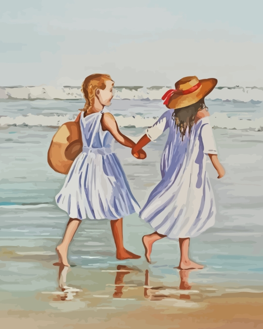 Sisters In Beach Paint by numbers