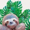 Sloth With Leaves Paint by numbers