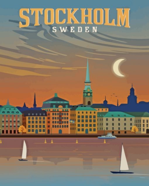 Sodermalm Sweden Poster Paint by numbers
