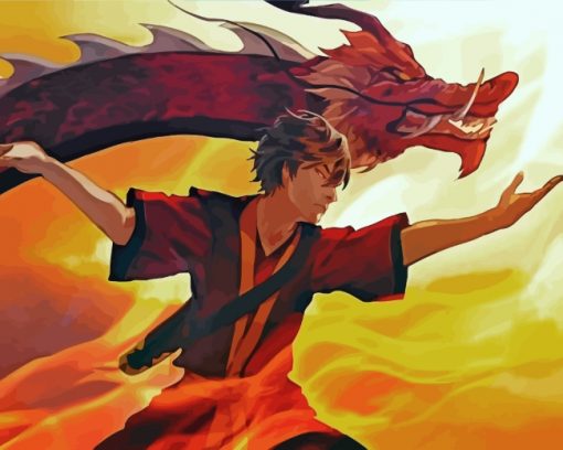 Zuko And Dragon Paint by number