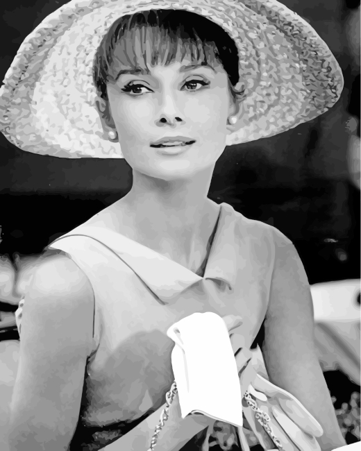 Audrey Hepburn Black And White - Paint By Number - Painting By Numbers