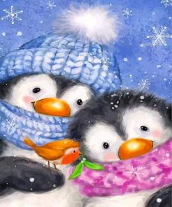 Cute Penguin Couple paint by numbers