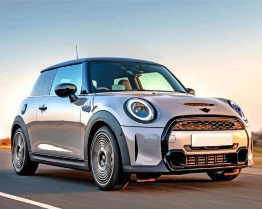 Grey Mini Cooper paint by numbers