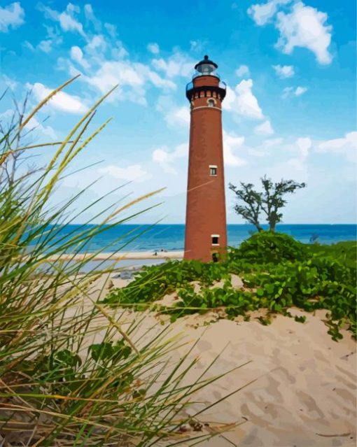 Michigan Little Sable Point Lighthouse paint by numbers