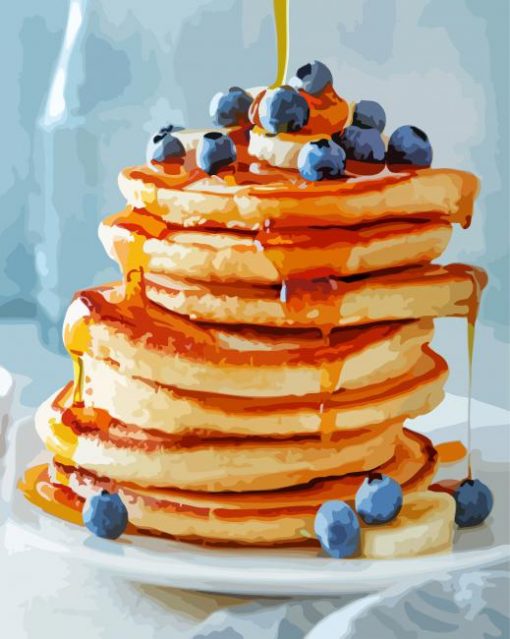 Pancakes With Honey And Bluberry paint by numbers