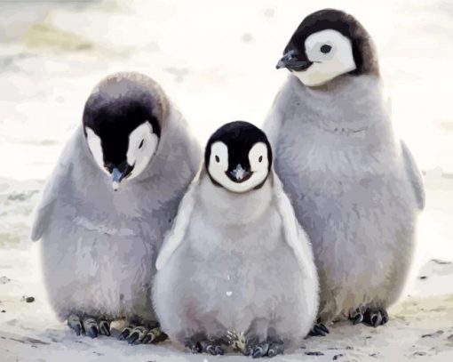 Monochrome Penguin Family paint by numbers