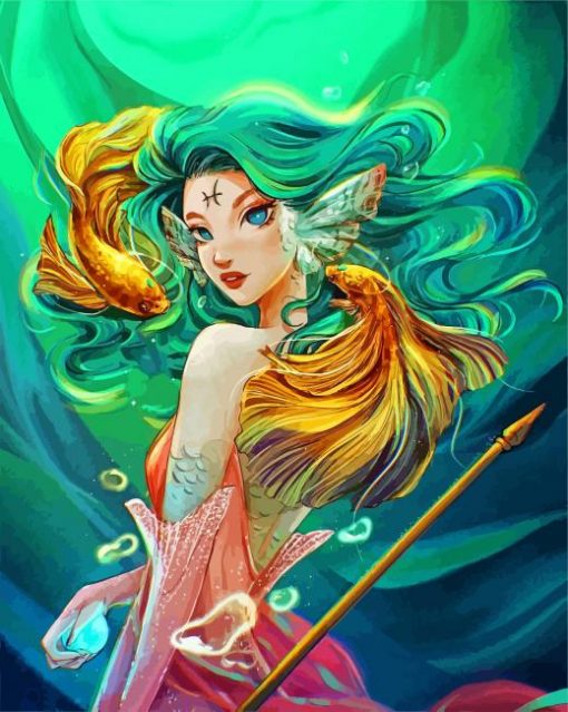 Pisces Zodiac Warrior paint by numbers