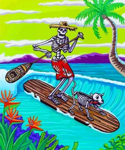 Skeleton Wearing A Hawaiian Shirt paint by numbers