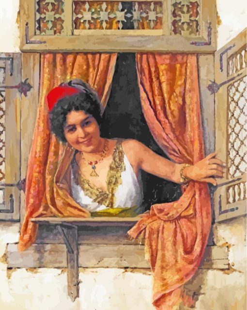 Arabian Woman At Window Paint by numbers