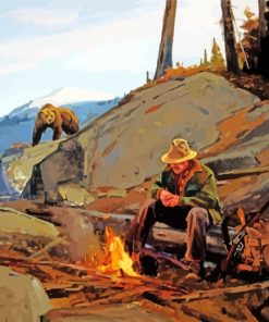 Bear And Hunter paint by numbers