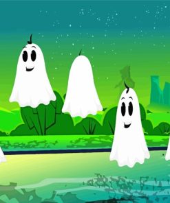 Cartoon Ghosts paint by numbers