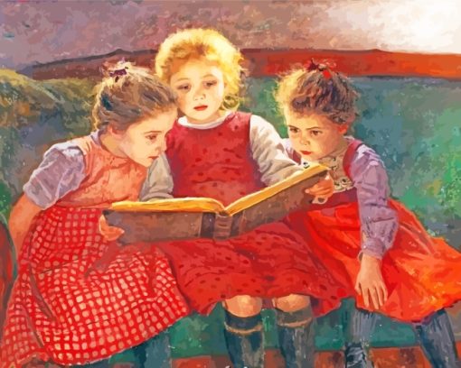 Children Reading paint by numbers