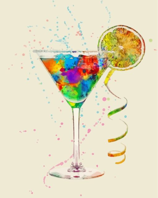 Colorful Cocktail Glass paint by numbers
