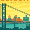 Detroit Michigan Poster paint by numbers