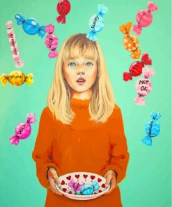 Girl Holding Candies paint by numbers