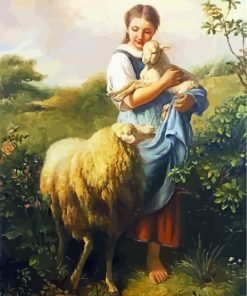 Girl With Sheep paint by numbers