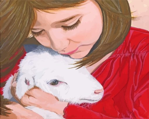 Girl And Lamb paint by numbers