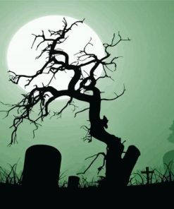 Graveyard Silhouette paint by numbers