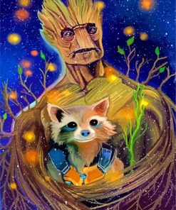 Groot And Rocket paint by nulmbers