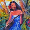 Hawaiian Lady Playing Guitar paint by numbers