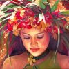 Hawaiian Lady With Floral Headdress paint by numbers