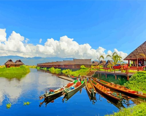 Inle Lake Myanmar paint by numbers