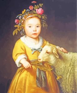 Little Girl With Sheep paint by numbers