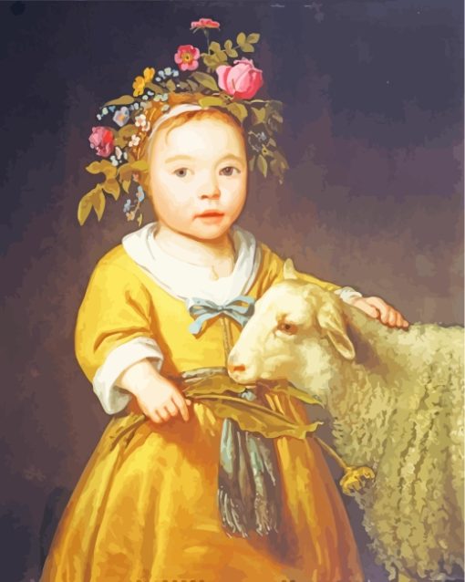Little Girl With Sheep paint by numbers