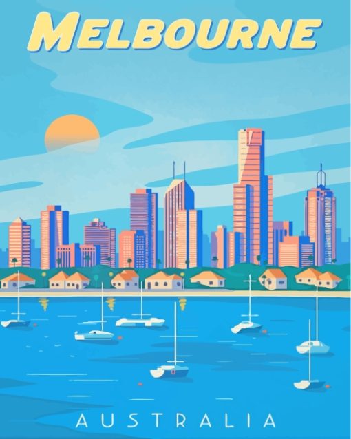 Melbourne City Poster paint by numbers