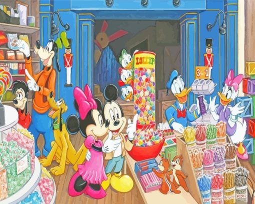 Mickey And Minnie Candy Store paint by numbers