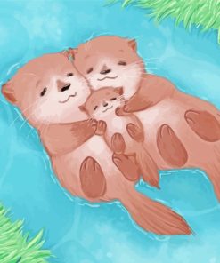Otter Family paint by numbers