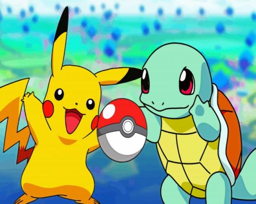Pokemon Squirtle And Pikachu Pain t by numbers