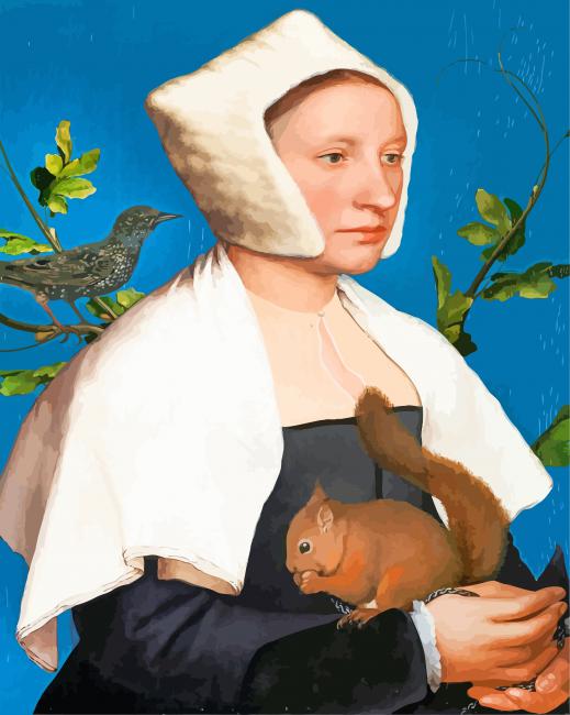 Portrait Of A Lady With A Squirrel And A Starling paint by numbers