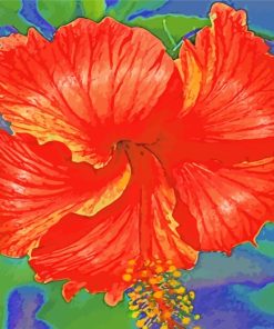 Red Hibiscus Flower paint by numbers