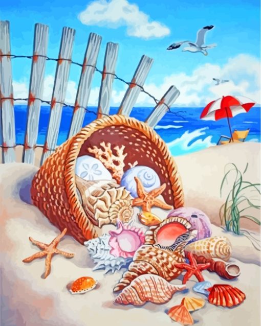 Sea Shells Basket paint by numbers