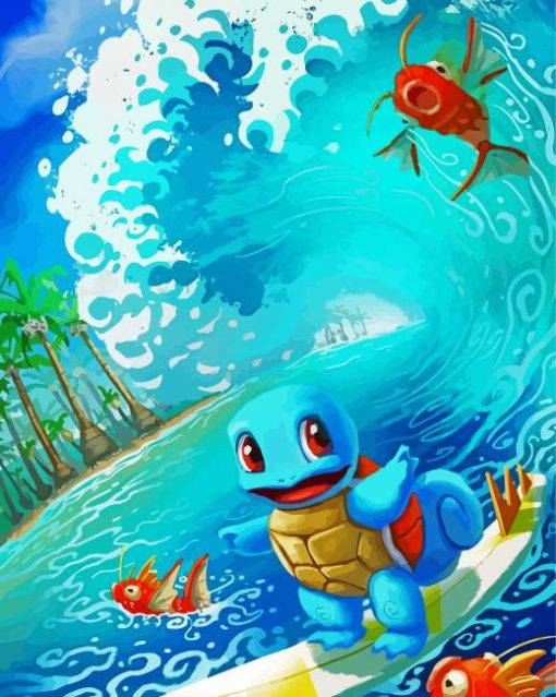 Squirtle Surfing paint by numbers