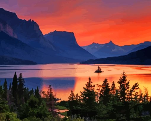 Sunset Montana Landscape paint by numbers