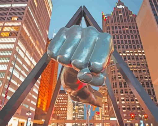 The Fist Monument Detroit Michigan paint by numbers