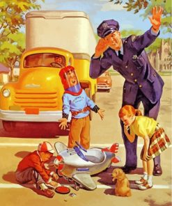 Vintage Children With Police paint by numbers
