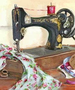 Vintage Sewing Machine paint by numbers