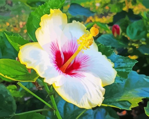 White Yellow Hibiscus paint by numbers