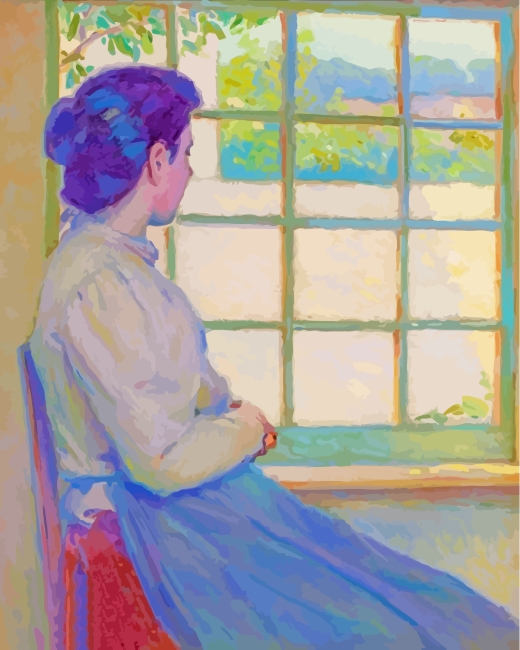 Woman Looking Out Window paint by numbers