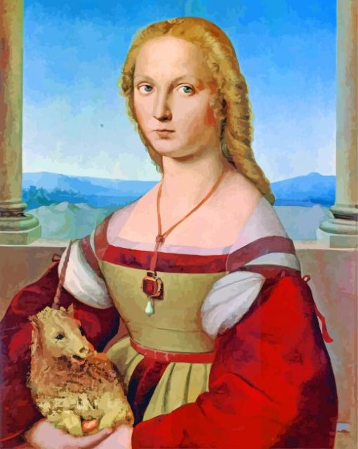 Young Woman With Unicorn By Raphael paint by numbers