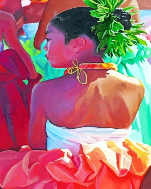 Aesthetic Hawaiian Girl paint by nummbers
